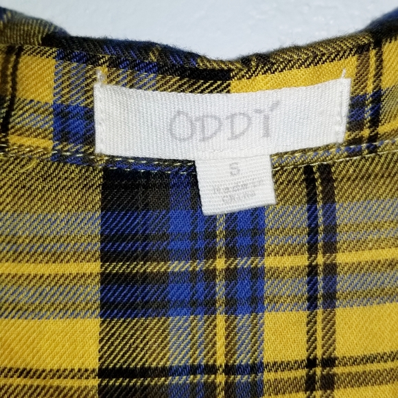 Oddy The Kira Dress | Embroidered Yellow & Blue Plaid Dress - Picture 5 of 8